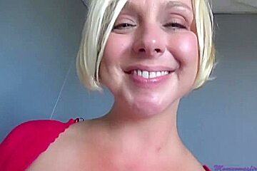 Mature blonde woman with big tits is always in the mood to fuck some younger guy
