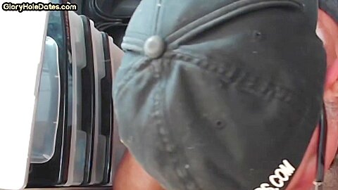 Mature homemade gay man sucking gloryhole cock at home