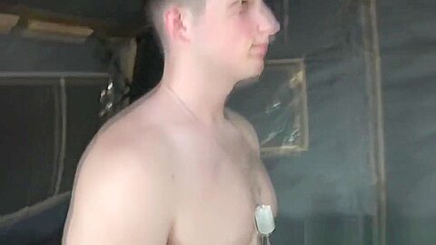 Military whiteboy barebacked outdoors w BBC
