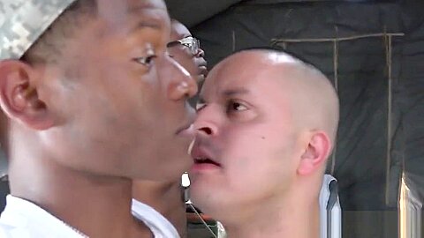 Military whiteboy barebacked outdoors w BBC