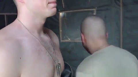 Military whiteboy barebacked outdoors w BBC