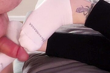 Mistress Gives Slave A Sockjob Teases His Cock With Her Feet And Gets Cum Soaked Socks