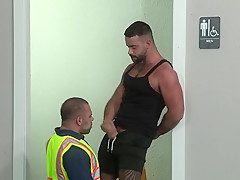 Muscle bear blowjob and facial cum