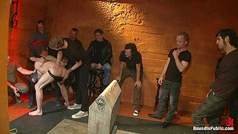 Muscular sub is treated like garbage at a dungeon party