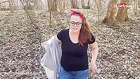 MyDirtyHobby - Big ass curvy teen 18+ gets an outdoor creampie in the woods
