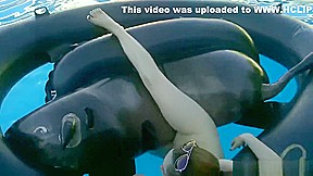 Nadia Plays With Pool Toys