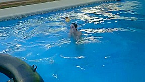 Nadia Plays With Pool Toys