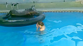 Nadia Plays With Pool Toys