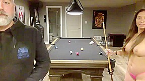 Naked milf play billiards