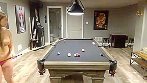 Naked milf play billiards