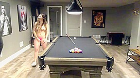 Naked milf play billiards