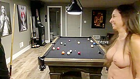 Naked milf play billiards