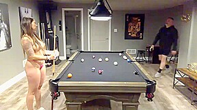 Naked milf play billiards