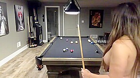 Naked milf play billiards