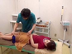 Naughty, Japanese Milf Is About To Get Fingered In A Massage Room, Until She Starts Moaning
