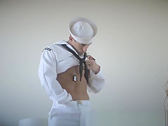 Navy Sailor Kasey Jerking In Uniform