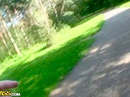 Nessa Devil in amateur wife giving a blowjob in the outdoors
