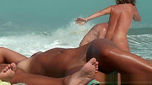 Nudist curly haired brunette with great tits