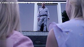 Old and young sex with horny teens 18+ fucking a grandpa on his