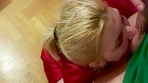 On Her Knees Getting Facefuck, Cock Slap And Cum On Face 4 Min
