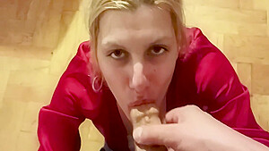 On Her Knees Getting Facefuck, Cock Slap And Cum On Face 4 Min