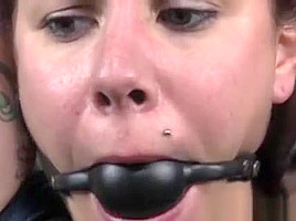 Open Mouth Gagged Restrained Brunette