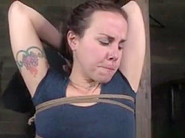 Open Mouth Gagged Restrained Brunette