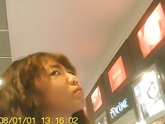 Oriental chick awesome up skirt legs on the camera