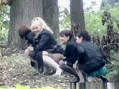 Outdoor hidden pee - whole wedding party