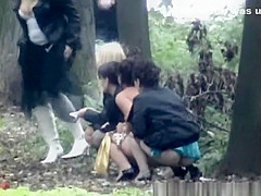 Outdoor hidden pee - whole wedding party