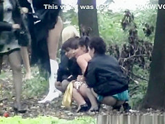 Outdoor hidden pee - whole wedding party