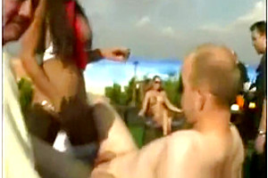 Outdoor ladyman lusty Tub Party