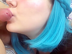 Passionate Blowjob From A Beautiful Hotty Close-up Split Blowjob Double Tongue Tongue Splitting