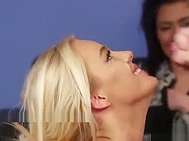 Peculiar Stunner Gets Cum Shot On Her Face Eating All The Lo
