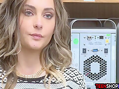 Perky teen 18+ Thief Busted By A Big Dick Security Guard
