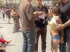 Petite Spanish slut public disgraced