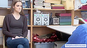 Petite teen 18+ shoplifter licked then fucked by an old officer