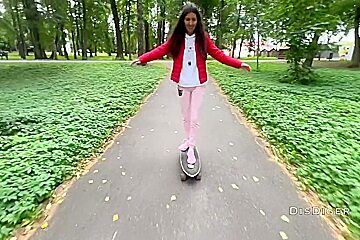 Picked Up A Girl With A Skateboard And Fucked Her In A Park On A Tree In Public