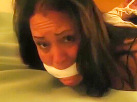 Plump amateur struggles in hotel hogtie