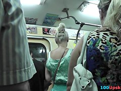 Pretty bright-haired gal participates in upskirt video
