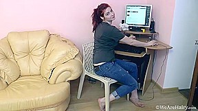 Promesita wearing glasses strips naked and plays - Compilation - WeAreHairy