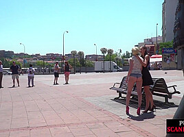 Public BDSM slut ass and throat fucked in club