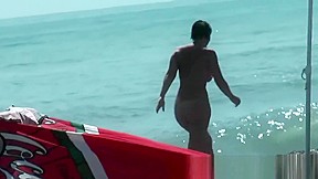 Public Nudity Scene With Naked Sexy Nudist Brunette
