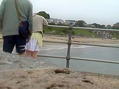 Public crotchless panty show