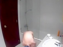 Punk chick takes a quicky and relaxing shower