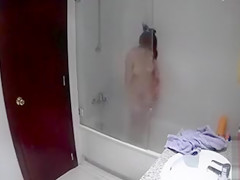 Punk chick takes a quicky and relaxing shower