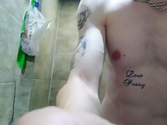 Puplic Place Naked Skinny Fit Body Flexing And Taking A Shower In City Puplic Showers