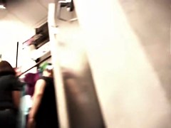 Red dress changing room upskirt of sexy amateur chick