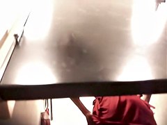 Red dress changing room upskirt of sexy amateur chick
