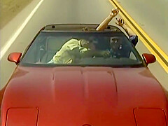 Retro Brunette With Big Boobs Sucks And Fucks Dudes By The Car